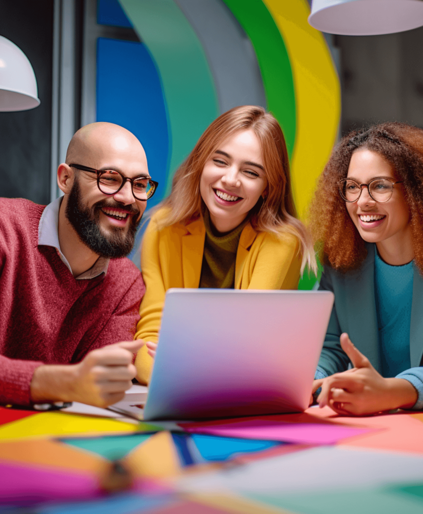 Team members collaborating on SEO strategy at a link building agency